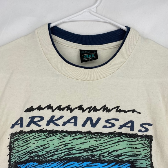 Tees Unlimited Mens Large Vintage T-Shirt Arkansas the Place I Call Home Ivory - Picture 3 of 7